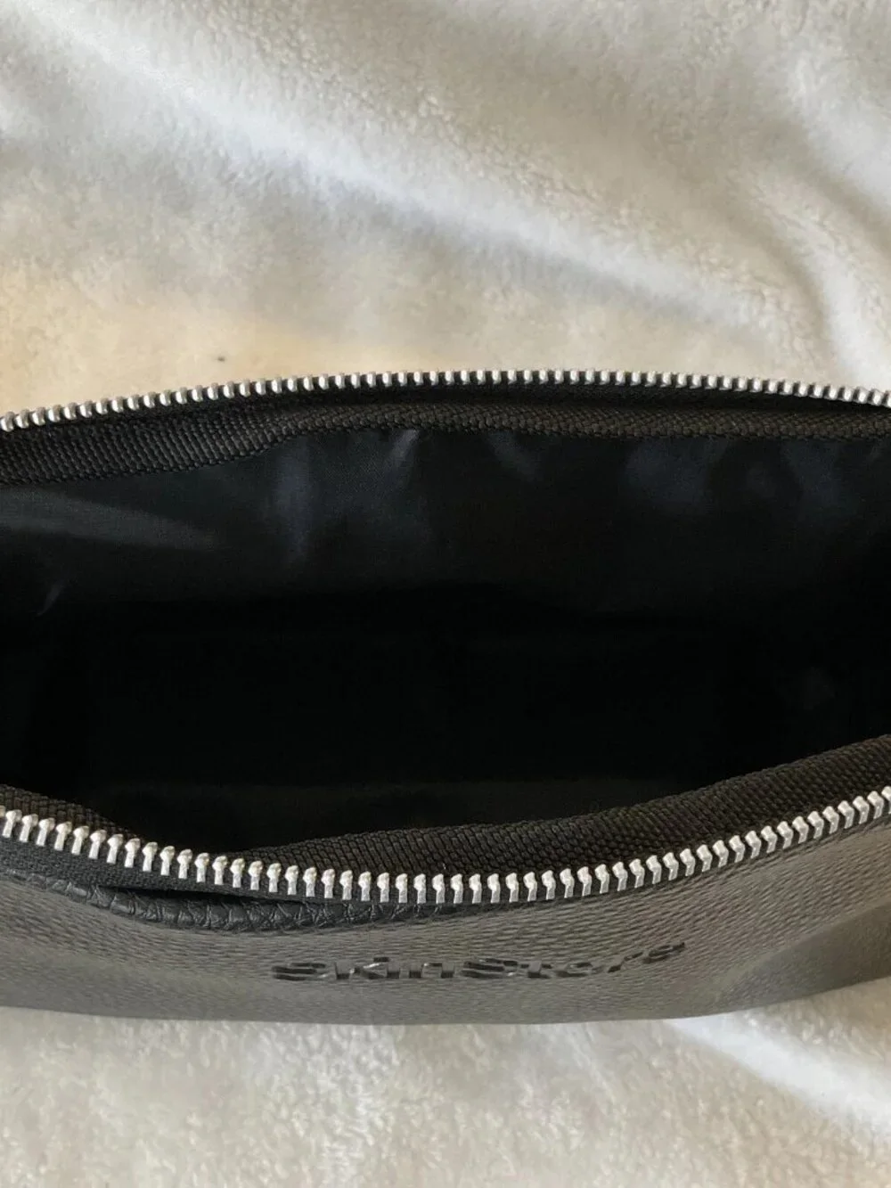 Skinstore Makeup Toiletry Bag – Black Vegan Leather – NEW